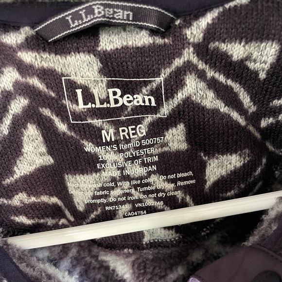 L.L. Bean Retro Geo Print Sweater Fleece Pullover - Dark Purple - Size Medium - Picture 3 of 12